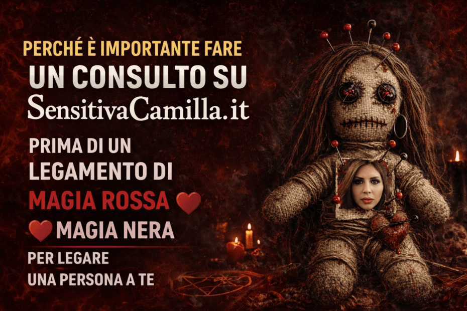 Bambola voodoo rituale per legamento d’amore con magia rossa e magia nera, consulto esoterico SensitivaCamilla.it