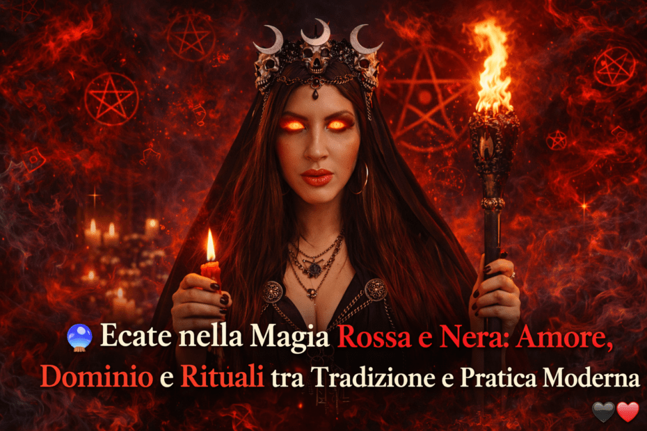 Ecate, dea delle soglie e della magia notturna, guida i rituali di amore, dominio e trasformazione. SensitivaCamilla.it richiama la sua energia per lavori profondi di magia rossa e nera, dove nulla resta immobile
